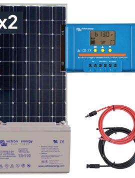 Panel słoneczny 2x185W i akumulator żelowy 110Ah z regulatorem LCD